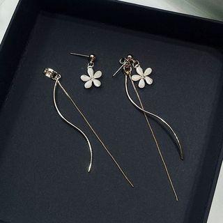 Cat Eye Stone Flower Swirl Threader Earring
