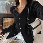 V-neck Ruched Long-sleeve Cardigan