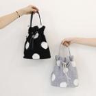 Dotted Furry Bucket Bag With Strap