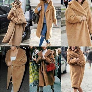 Double-breasted Faux-shearling Coat One Size