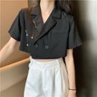 Short-sleeve Chain Accent Cropped Blazer