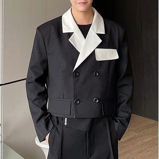 Contrast Lapel Cropped Blazer