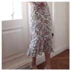 Fringe-trim Floral Print Skirt