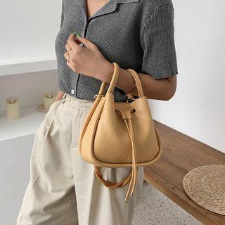 Braided Strap Drawstring Bucket Bag