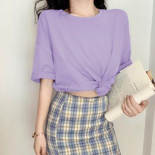 Plain Oversized Short-sleeve Tee