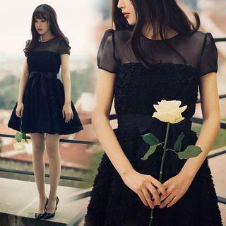 Rosette Short-sleeve A-line Dress