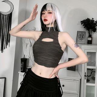 Turtleneck Cutout Crop Tank Top