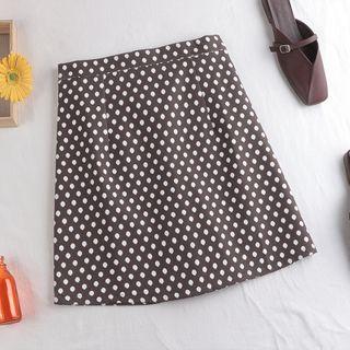 Dotted High-waist Mini A-line Skirt