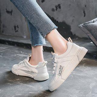 Faux Leather Tag Sneakers
