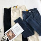 Plain High-waist Cropped Straight Leg Jeans