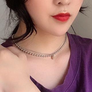 Metal Disc & Bead Layered Choker