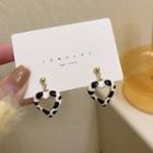 Cow Print Heart Drop Earring 1 Pair - S925 Silver - Black & White - One Size