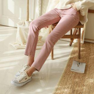 Band-waist Fleece Lined Cropped Pants
