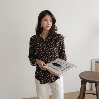 Floral Print Fleece-lined Shirt