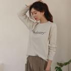 Letter-printed Napped Pullover