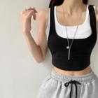 Stretched Mock Two-piece Crop Tank Top