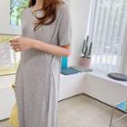 Button-trim Maxi T-shirt Dress