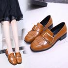 Buckled Faux-leather Low-heel Loafers