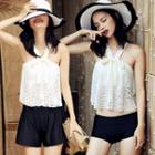 Set : Halter 2-piece Swimsuit + Cover-up