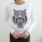 Owl Embroidered Slim-fit T-shirt