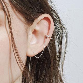 925 Sterling Silver Chained Earring 1 Pair - As Shown In Figure - One Size