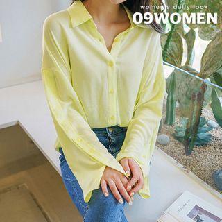 Plus Size Buttoned-cuff Blouse