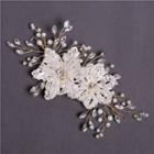 Faux Pearl Rhinestone Floral Bridal Hair Piece Silver - One Size