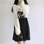 Set : Print Long-sleeve T-shirt + Sleeveless Dress