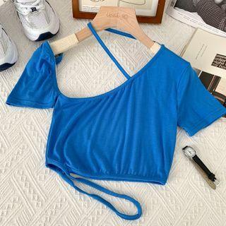 Details Asymmetrical Halter T-shirt In 9 Colors