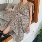 Sleeveless T-shirt / Spaghetti Strap Leopard Print Dress