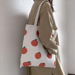 Apple Print Canvas Tote Bag As Shown In Figure - One Size