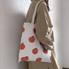 Apple Print Canvas Tote Bag As Shown In Figure - One Size