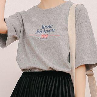 Printed Loose-fit Short-sleeve Top