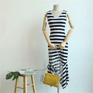 Sleeveless Stripe Long Mermaid Dress