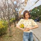 Puff-sleeve Polka-dot Sweater