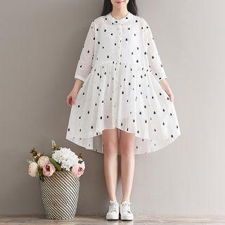Droplet Print Long-sleeve A-line Dress