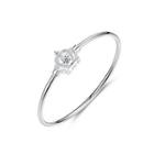 925 Sterling Silver Fashion Elegant Crown Cubic Zirconia Bangle Silver - One Size