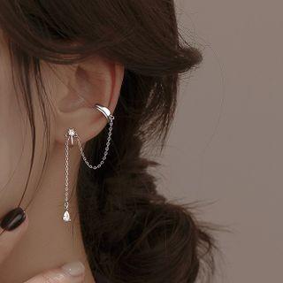 Chained Sterling Silver Cuff Earring 1 Pc - Silver - One Size