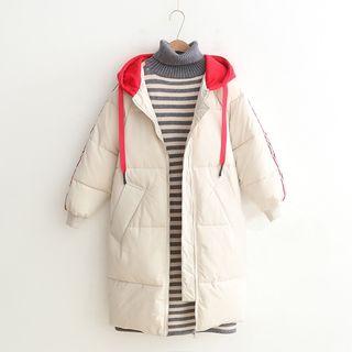 Two-tone Hooded Padded Zip Coat