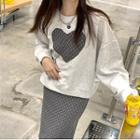 Heart Print Sweatshirt Gray - One Size
