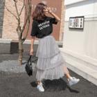High-waist Midi Layered Skirt
