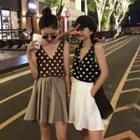 Dot V-neck Tank Top / Plain Loose-fit Skort