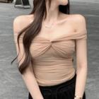 Off-shoulder Shirred Top / Bootcut Pants