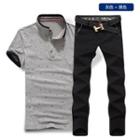 Set: Printed Short Sleeve Polo Shirt + Pants