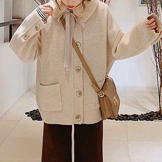 Buttoned Cardigan / Furry Scarf / Set