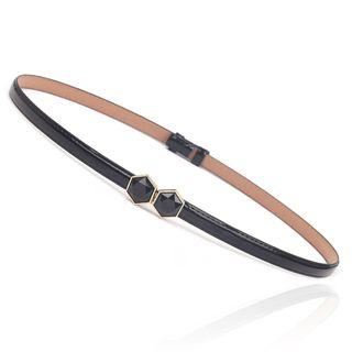 Gemstone Faux Patent Leather Slim Belt