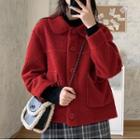 Button Woolen Jacket / Crossbody Bag