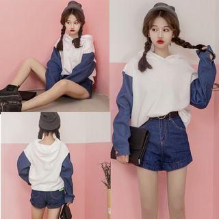 Denim Panel Sweatshirt