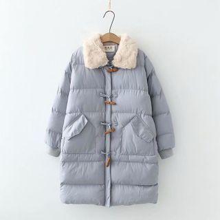 Fluffy Trim Padded Toggle-front Coat
