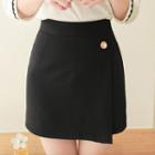 Inset Shorts Button-detail Wrap Skirt